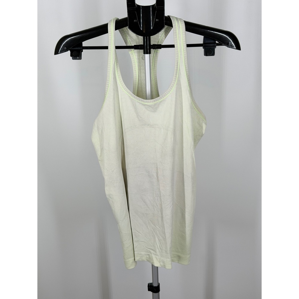 Lululemon Swiftly Tech Racerback Tank Top Lime Green Striped Size 8 Slim Fit